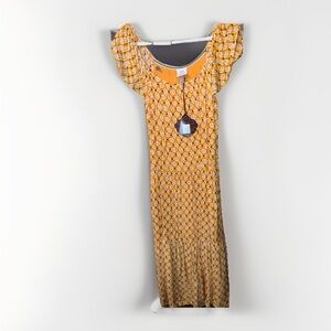 Knox Rose Orange and White Tiered Maxi Dress with Flutter Sleeves